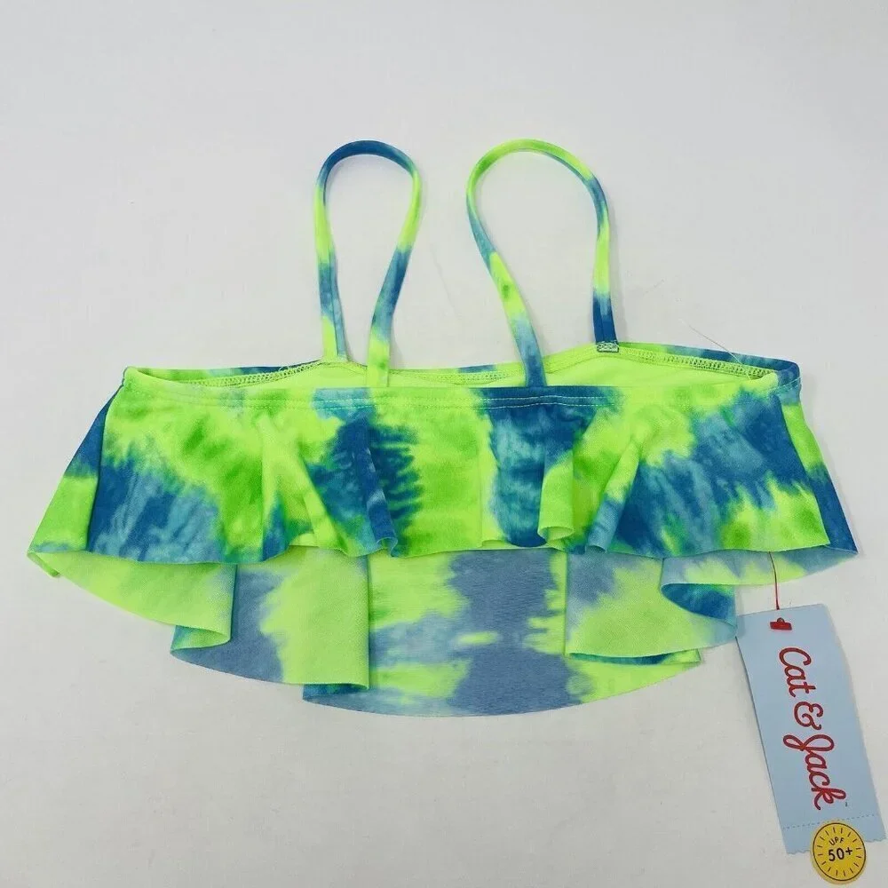 Cat‎ & Jack Youth Girls Medium Sweet Popsicle Tie Dye Bikini Top Blue/Green 1653
